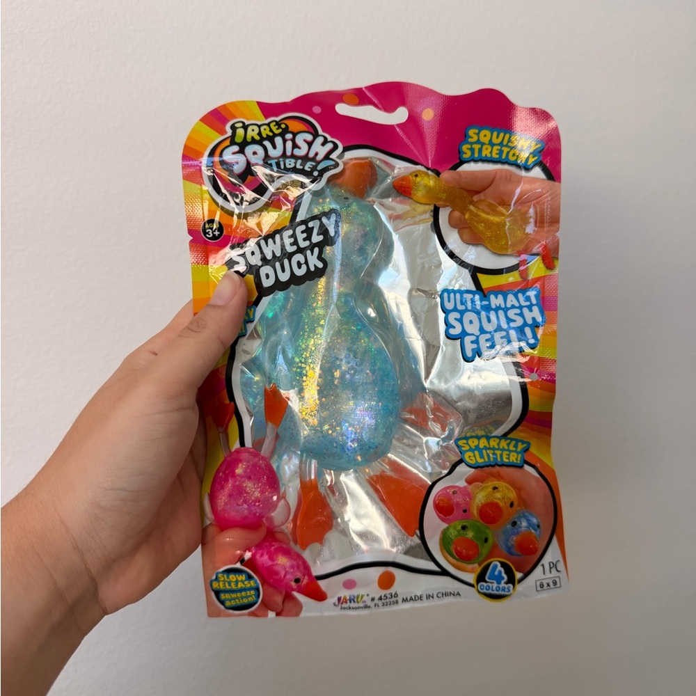 NEW Squeezy Duck Squishy Toy with Glitter